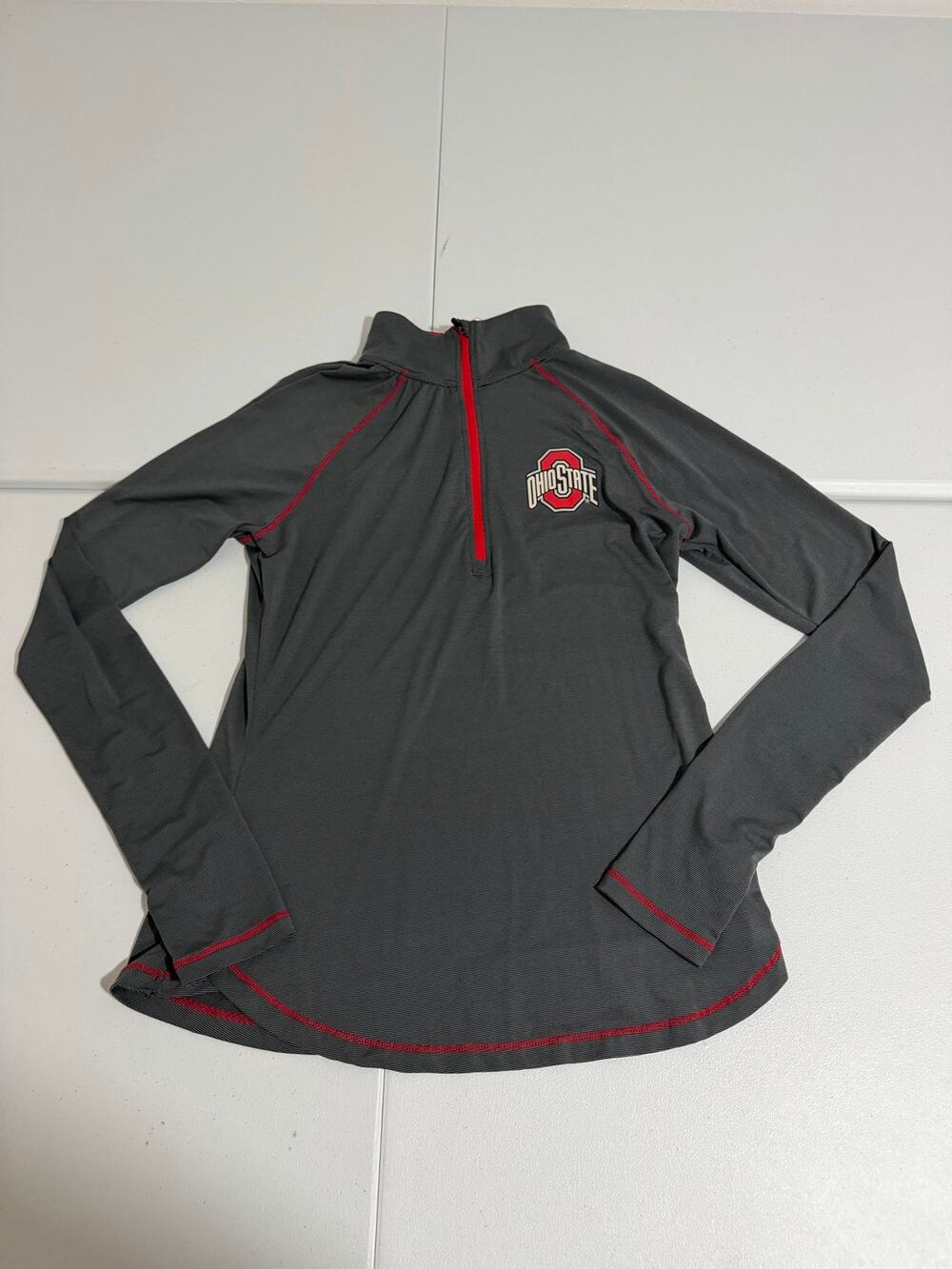 Ohio State Buckeyes Scarlet Series Quarter Zip Pullover Womens Size M Gray